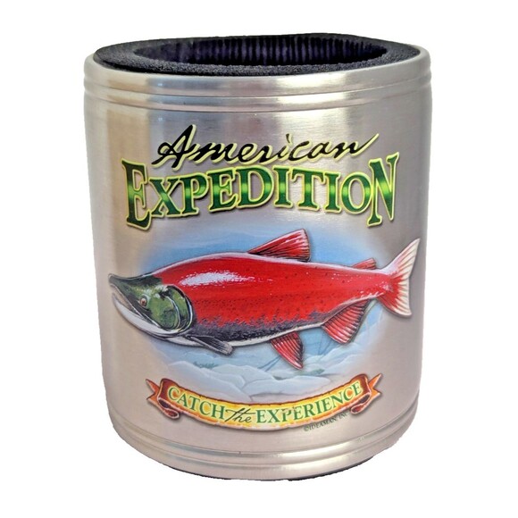 American Expedition Stainless Steel Can Cooler Angler Series Salmon Fishing Gift - Picture 2 of 9